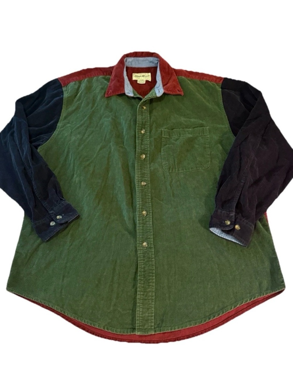 Eddie Bauer Long Sleeve Button Down Corduroy Men Medium Vintage Cotton Unique